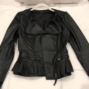 ZARA leather jacket with slight peplum bottom